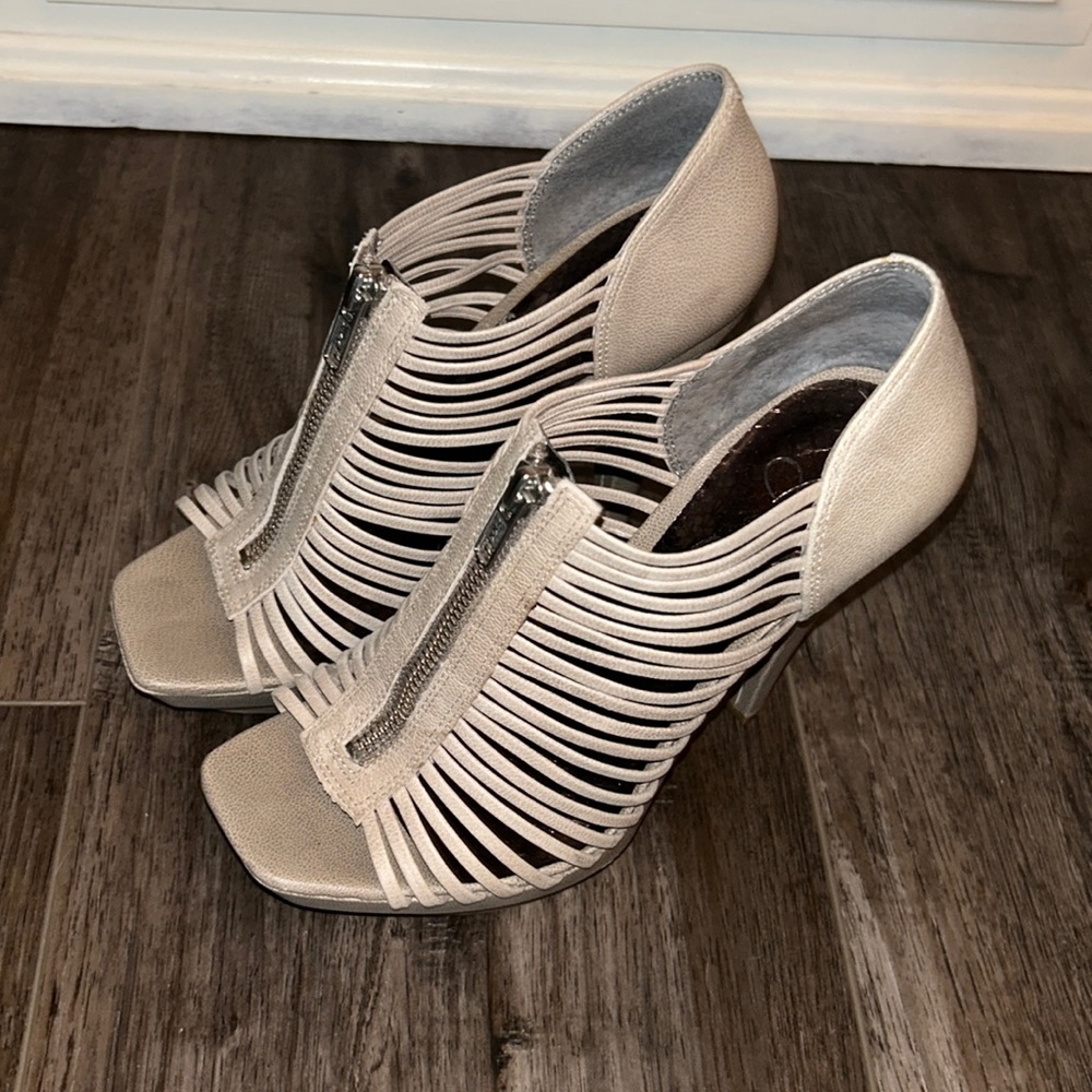 JESSICA SIMPSON PLATFORM ZIP-UP SUEDE HEELS SZ 7.5